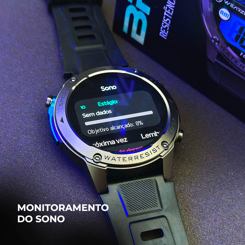 Smartwatch BRAVE com GPS, Resistência à Água 5ATM/IP69K – Ideal para Mar e Esportes Extremos
