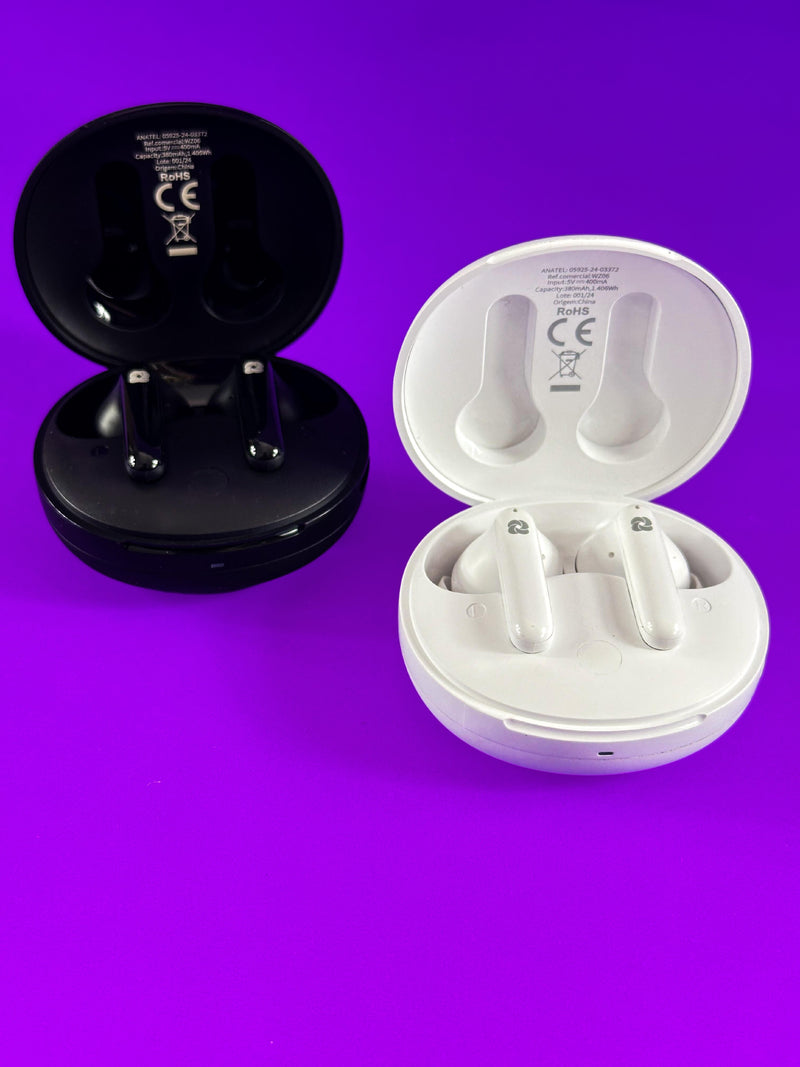 Fone Bluetooth TWS WZ06 — Cancelamento Ativo de Ruído (ANC), Cancelamento de Ruído de Chamadas (ENC), Conexão Multi-Point