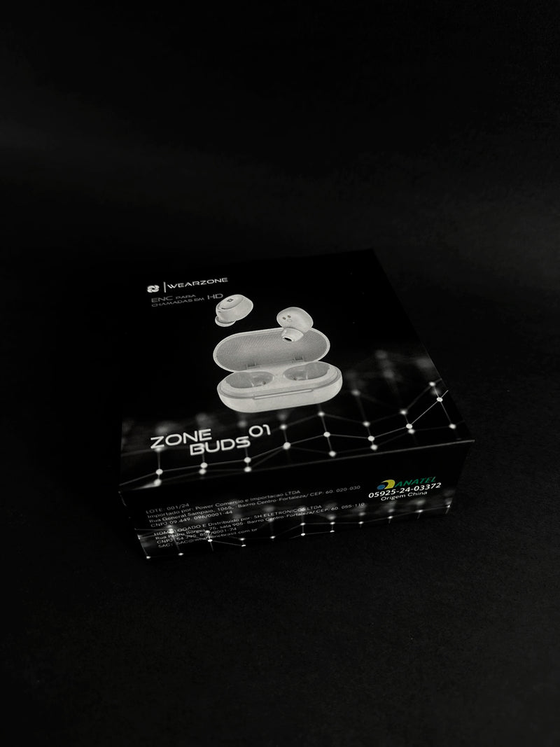 Fone Bluetooth Zone Buds 01 — Super Baixa Latência, IPX4, Cancelamento de Ruído ENC