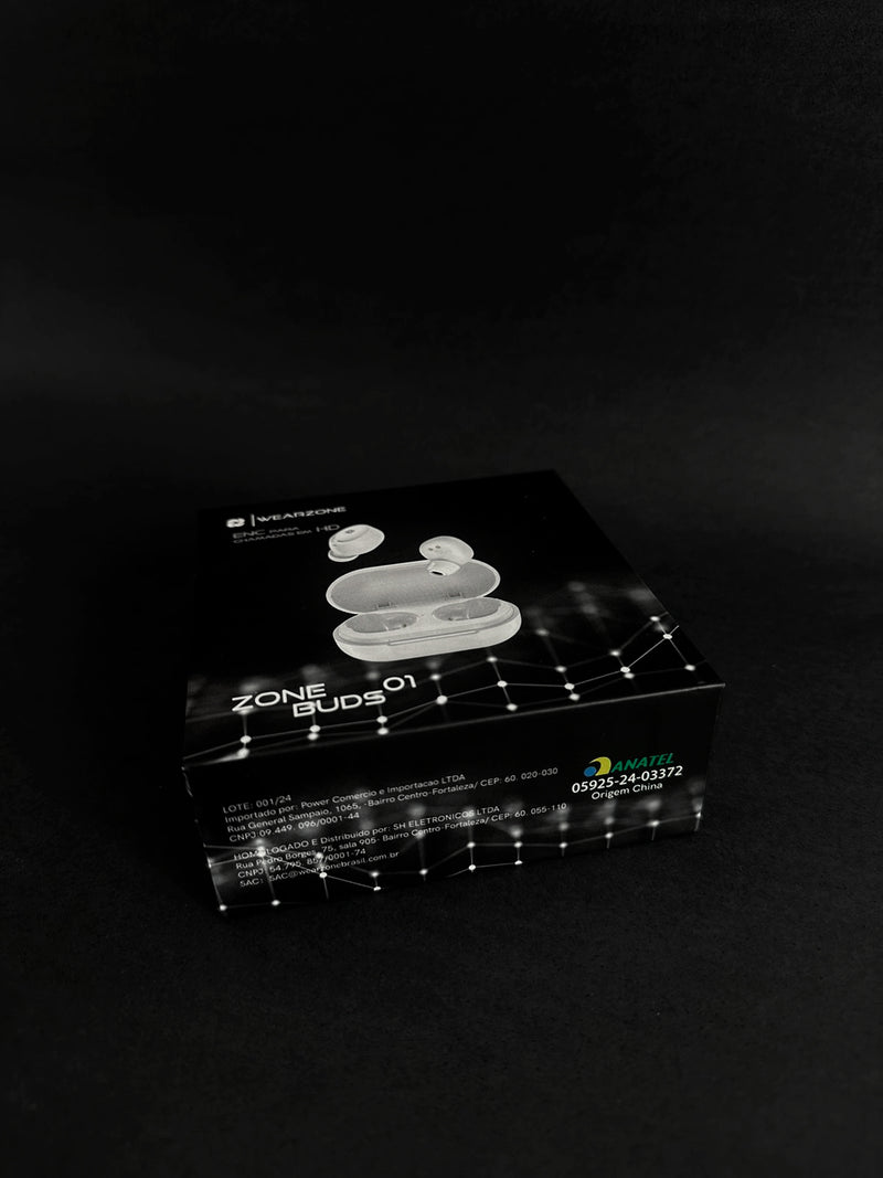 Fone Bluetooth Zone Buds 01 — Super Baixa Latência, IPX4, Cancelamento de Ruído ENC