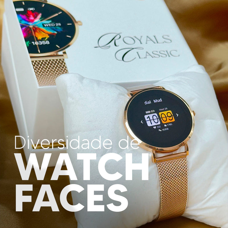ROYALS CLASSIC WEARZONE | Smartwatch Elegante | AMOLED | VIDRO GORILLA GLASS até 3 Dias de Bateria