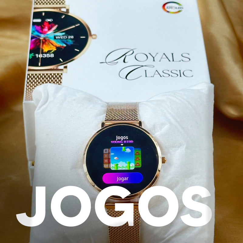 ROYALS CLASSIC WEARZONE | Smartwatch Elegante | AMOLED | VIDRO GORILLA GLASS até 3 Dias de Bateria