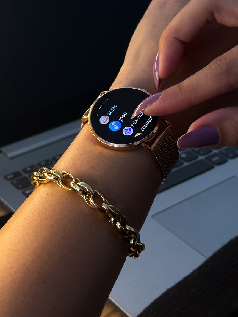 ROYALS CLASSIC WEARZONE | Smartwatch Elegante | AMOLED | VIDRO GORILLA GLASS até 3 Dias de Bateria