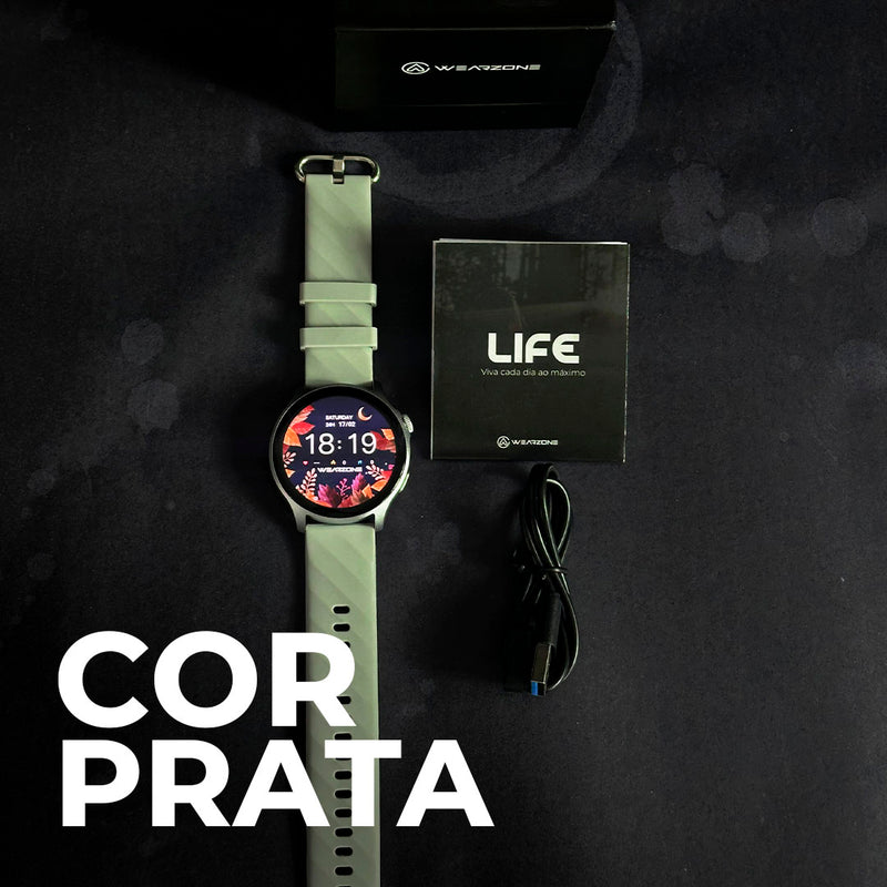Life Smartwatch — À Prova d’Água 1ATM, Tela AMOLED, Bateria de Longa Duração, 100 Modos de Esporte