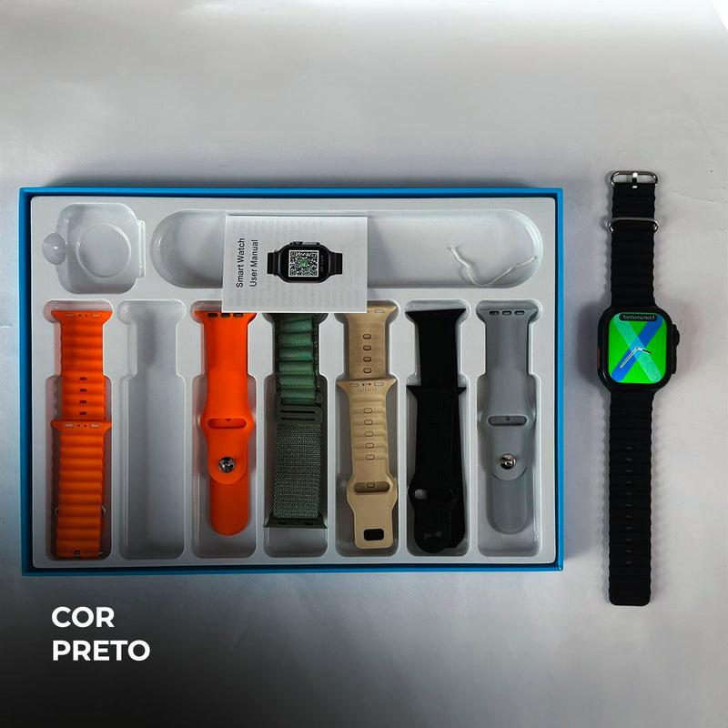 Smartwatch WS10-2 Ultra – Segunda Geração com Toque Duplo e Kit 7 Pulseiras