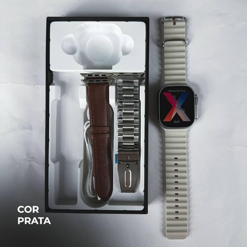 Smartwatch WS-79 Ultra 2 – Segunda Geração com Kit 3 Pulseiras (Couro + Metal)