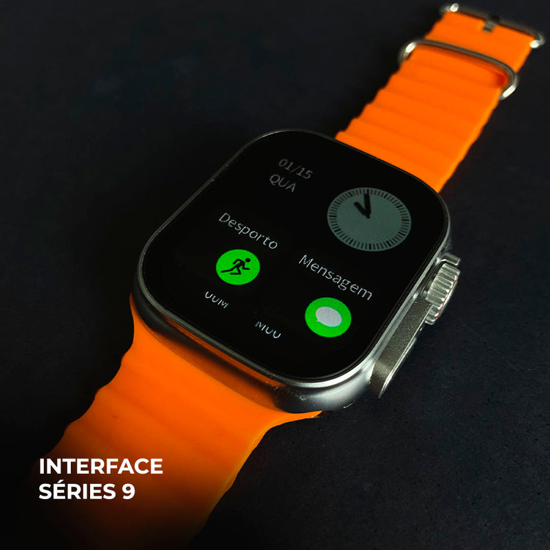 Smartwatch WS-79 Ultra 2 – Segunda Geração com Kit 3 Pulseiras (Couro + Metal)