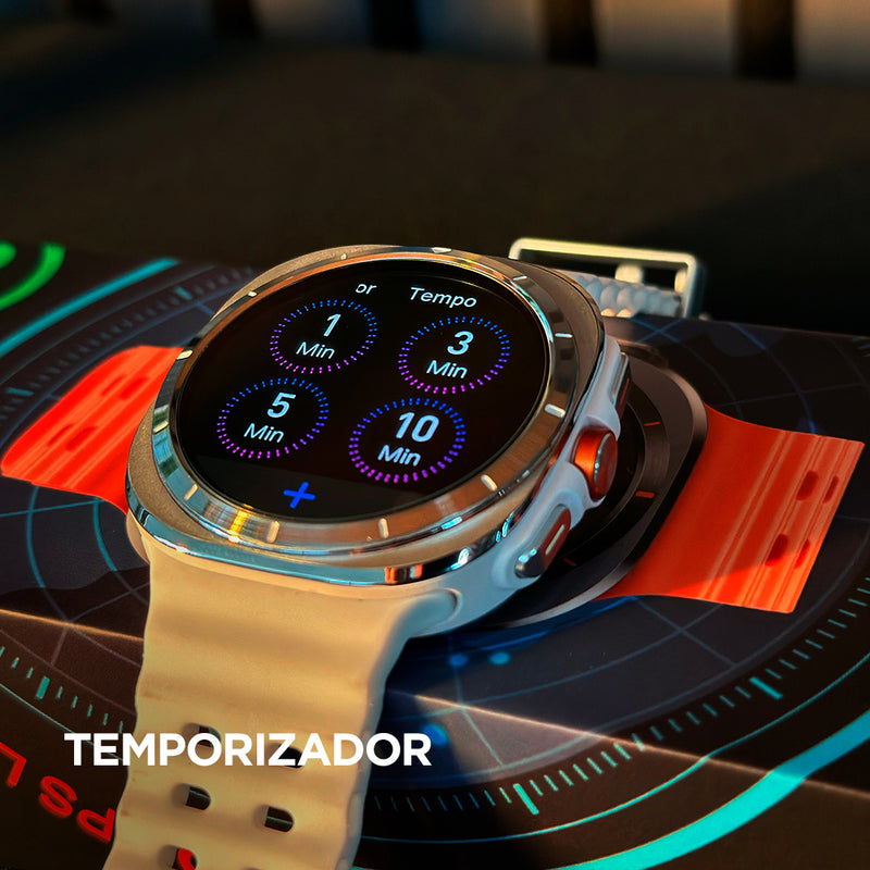 Smartwatch Microwear SU01 – Tela AMOLED | GPS Integrado | 3ATM | Pulseira Laranja